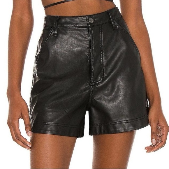 Free People Lita Vegan Leather‎ Short Black Size 0 - Picture 1 of 13